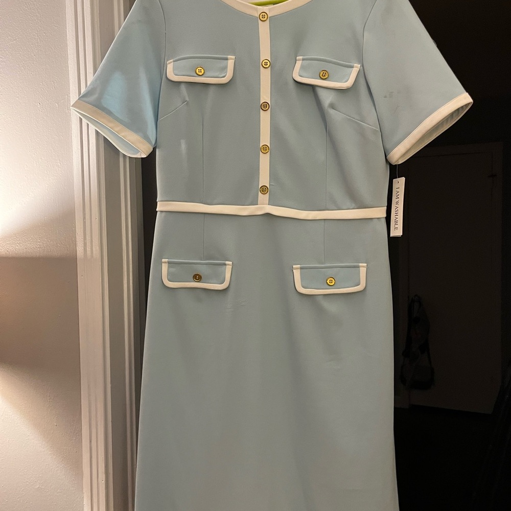 Shelby & Palmer Blue Dress with White Accents